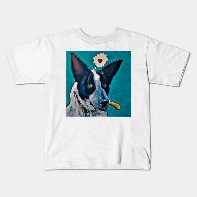 Blue Heeler Dog Bandit Kids T-Shirt by StephaniePerryArt